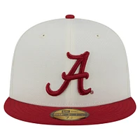 Men's New Era Cream Alabama Crimson Tide Chrome 59FIFTY Fitted Hat
