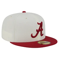 Men's New Era Cream Alabama Crimson Tide Chrome 59FIFTY Fitted Hat