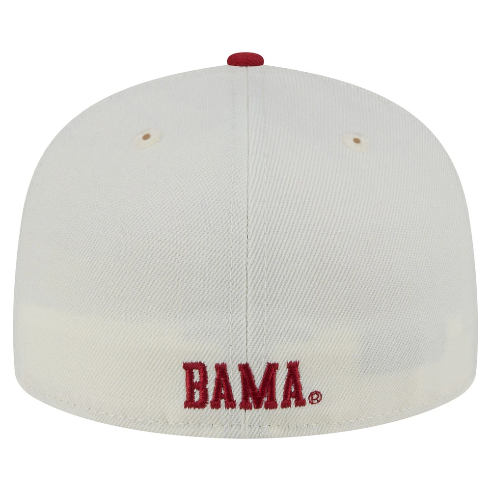 Men's New Era Cream Alabama Crimson Tide Chrome 59FIFTY Fitted Hat