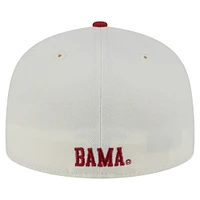 Men's New Era Cream Alabama Crimson Tide Chrome 59FIFTY Fitted Hat