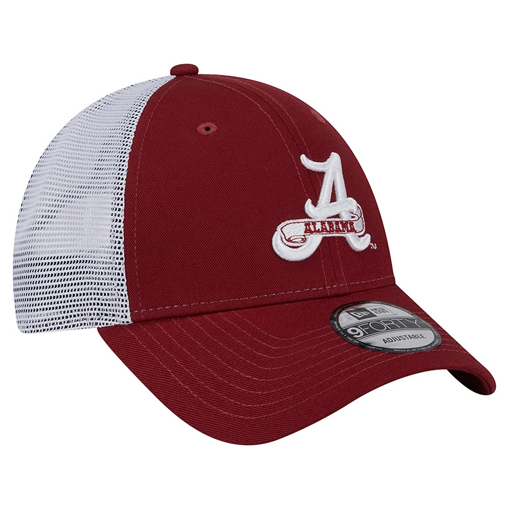 Casquette ajustable 9FORTY Crimson Alabama Crimson Tide Trucker de New Era pour homme