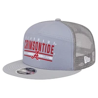 Men's New Era Gray Alabama Crimson Tide Split Panel 9FIFTY Snapback Trucker Hat
