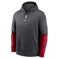 Men's Nike Anthracite/Crimson Alabama Crimson Tide 2024 Sideline Club Pullover Hoodie