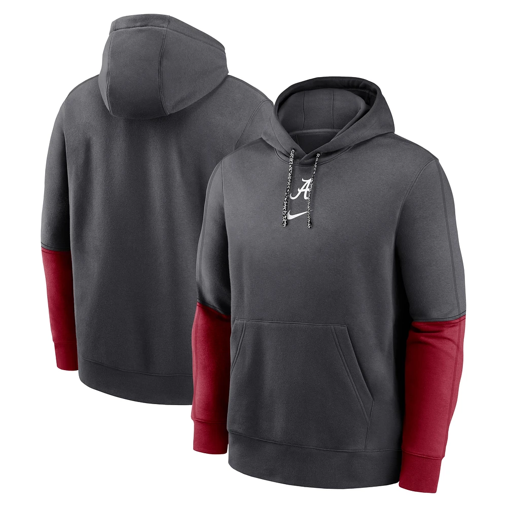 Sweat à capuche Nike Alabama Crimson Tide 2024 Sideline Club pour homme Anthracite/Crimson