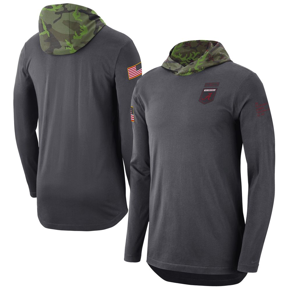 Men's Nike Anthracite Alabama Crimson Tide Military Long Sleeve Hoodie T-Shirt