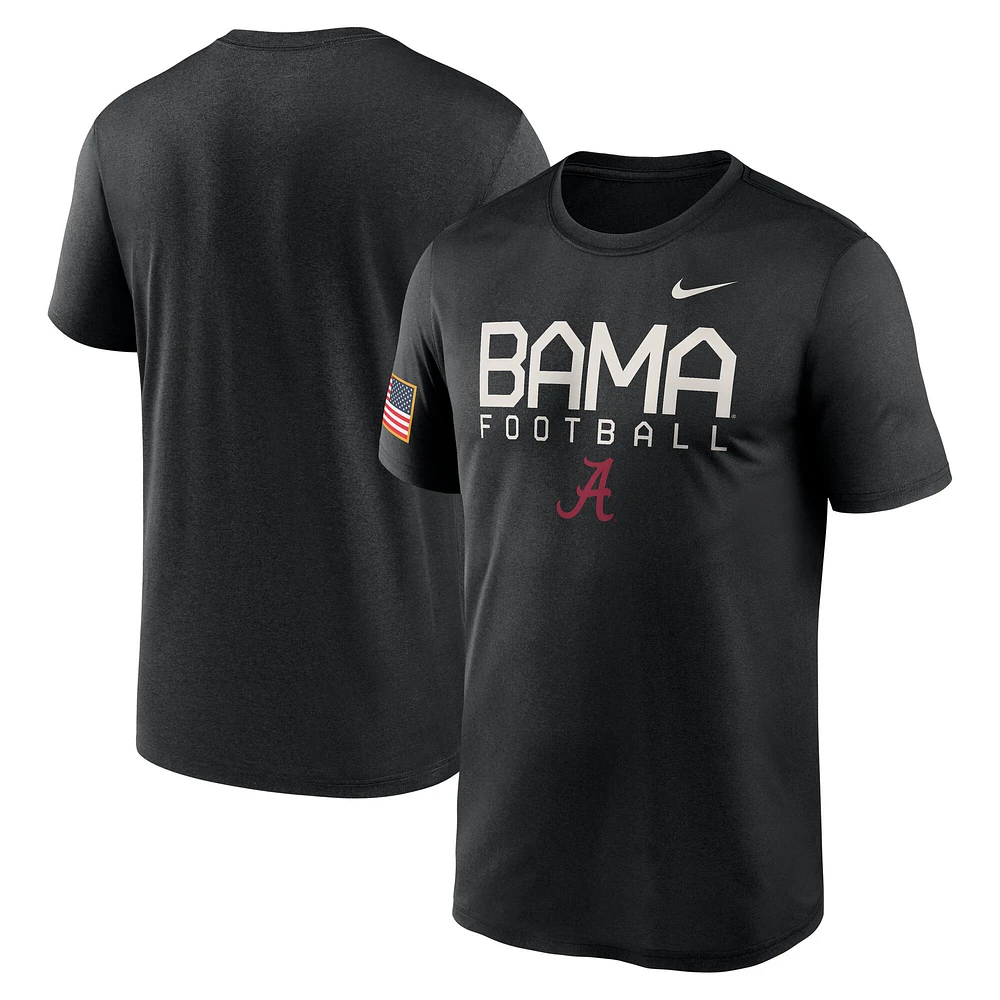 T-shirt Nike Black Alabama Crimson Tide 2024 Military Appreciation Legend Performance pour homme