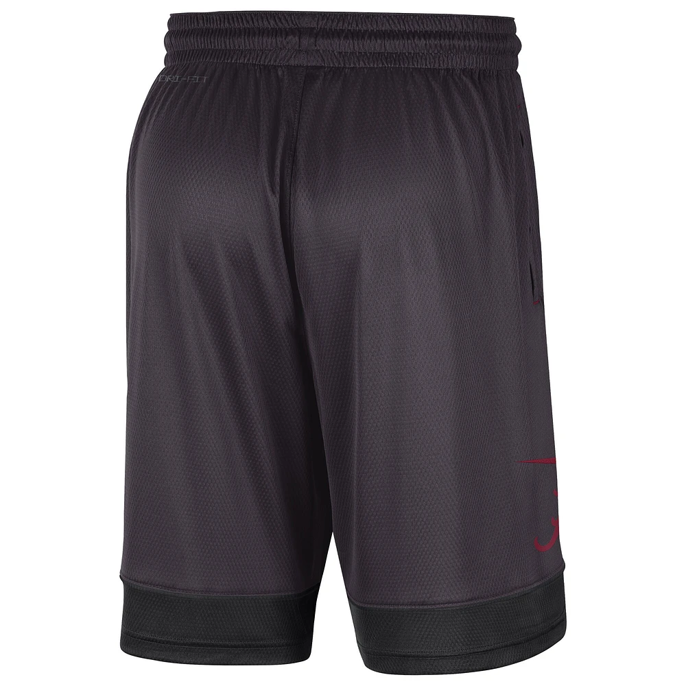 Short Nike Performance Fast Break Alabama Crimson Tide Charcoal pour Homme