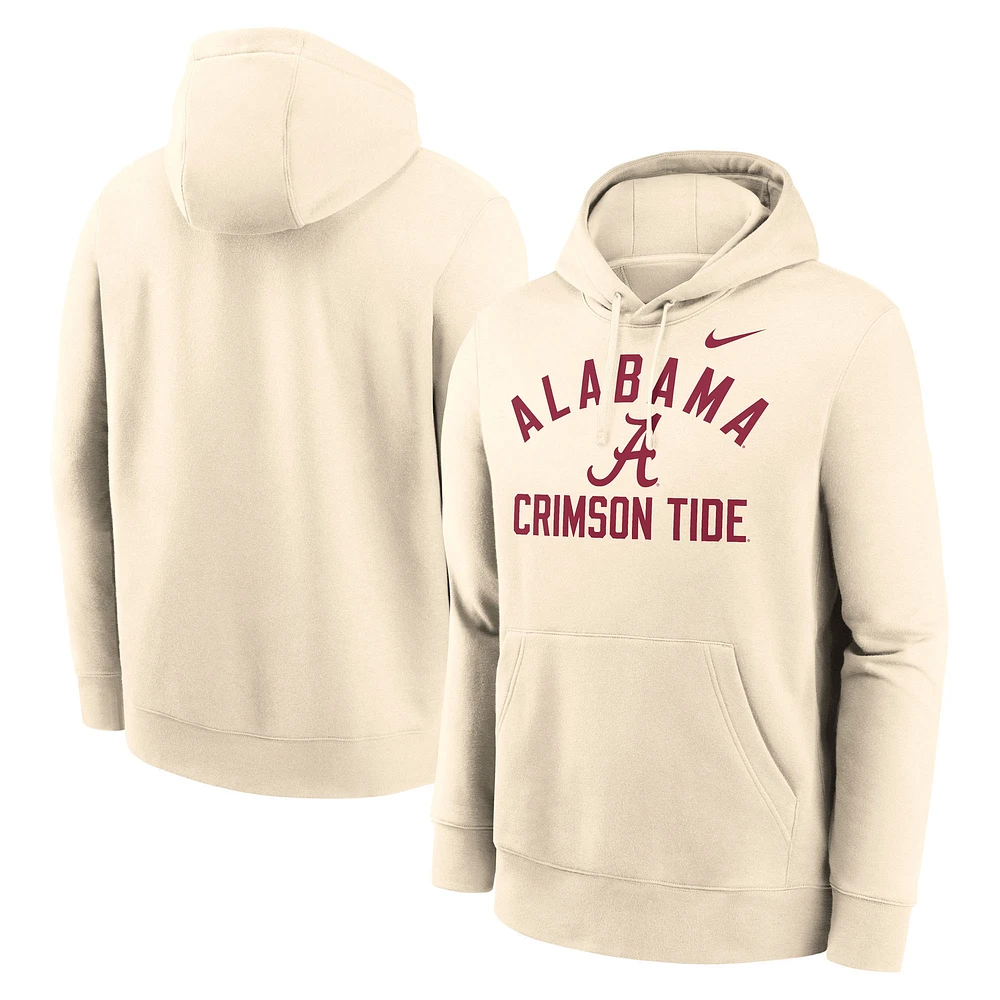 Men's Nike Cream Alabama Crimson Tide Arch Logo Pullover Hoodie