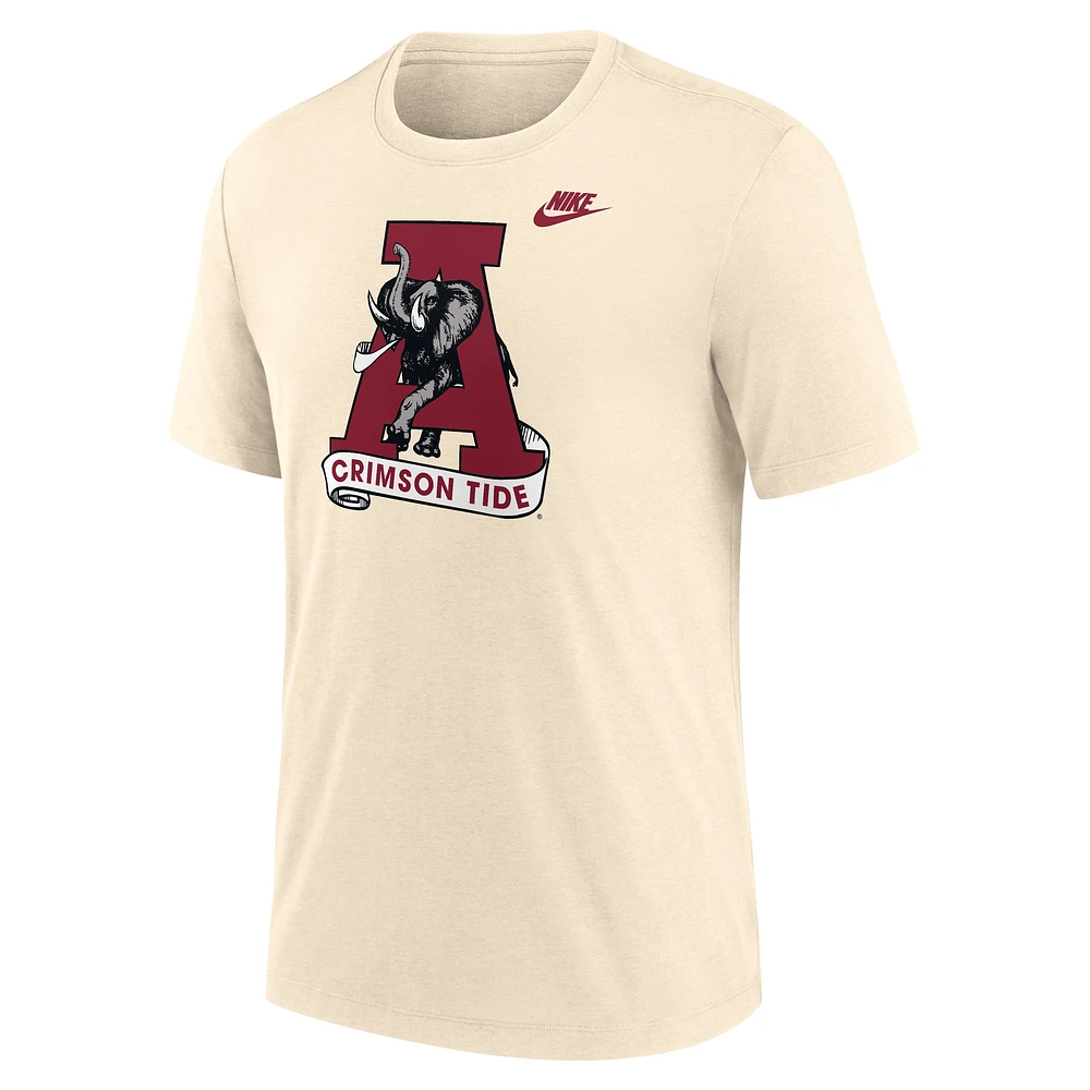 Men's Nike Cream Alabama Crimson Tide Vault Logo Tri-Blend T-Shirt