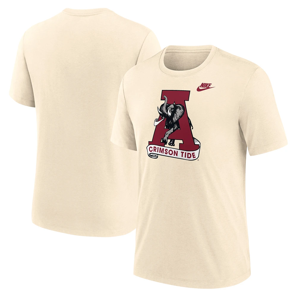 Men's Nike Cream Alabama Crimson Tide Vault Logo Tri-Blend T-Shirt