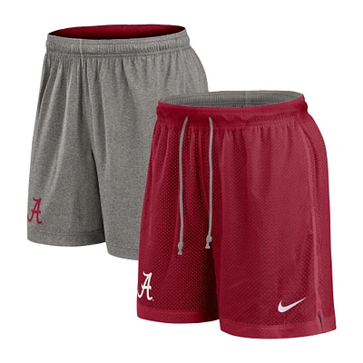 Short réversible Nike Alabama Crimson Tide Player pour homme, couleur cramoisi/gris chiné