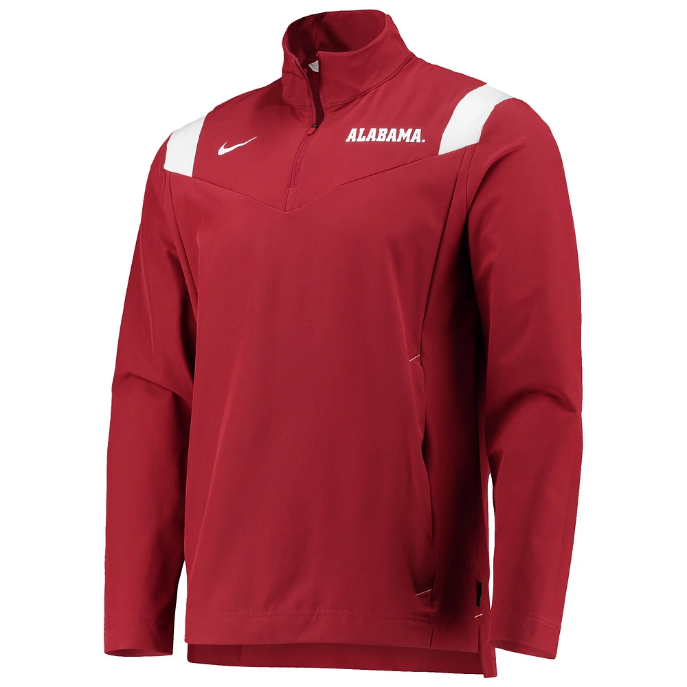 Veste Nike Crimson Alabama Tide 2021 Team Coach à quart de zip pour homme