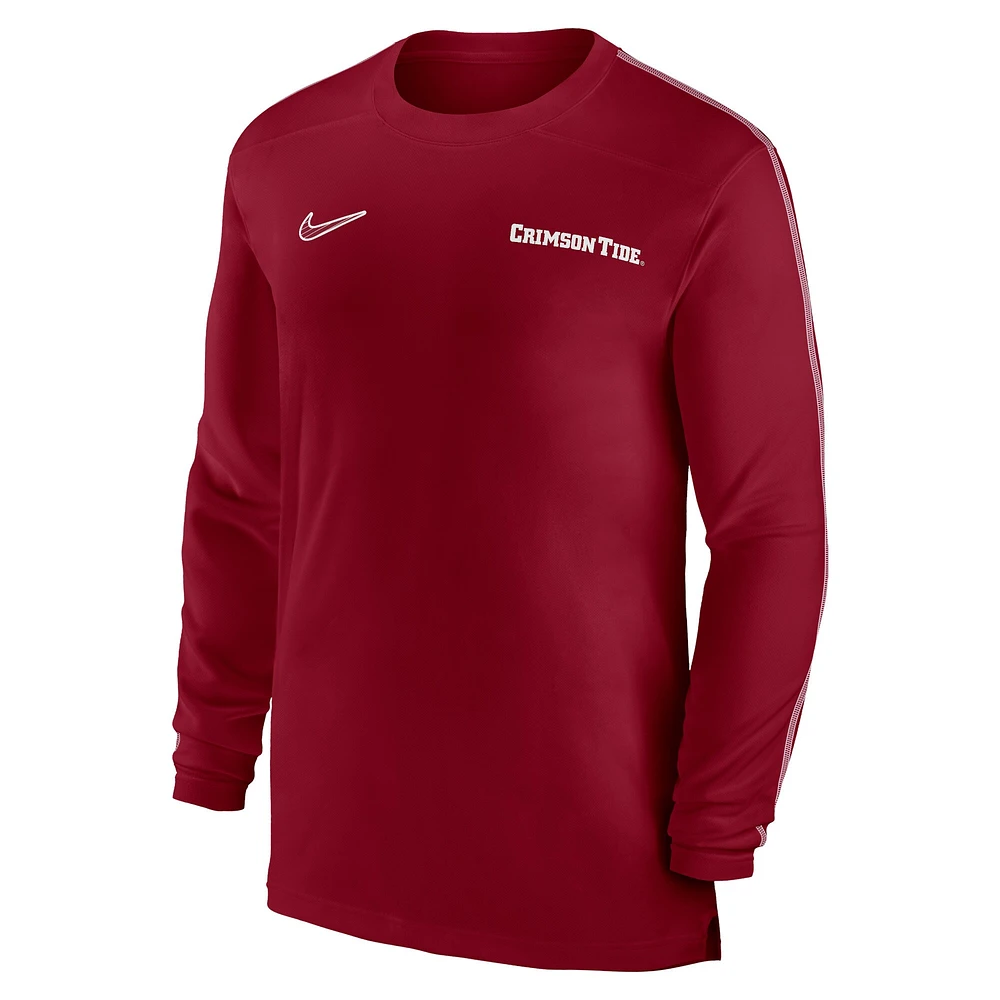 T-shirt à manches longues Nike Crimson Alabama Tide 2024 Sideline Coach UV Performance pour homme