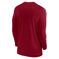 T-shirt à manches longues Nike Crimson Alabama Tide 2024 Sideline Coach UV Performance pour homme