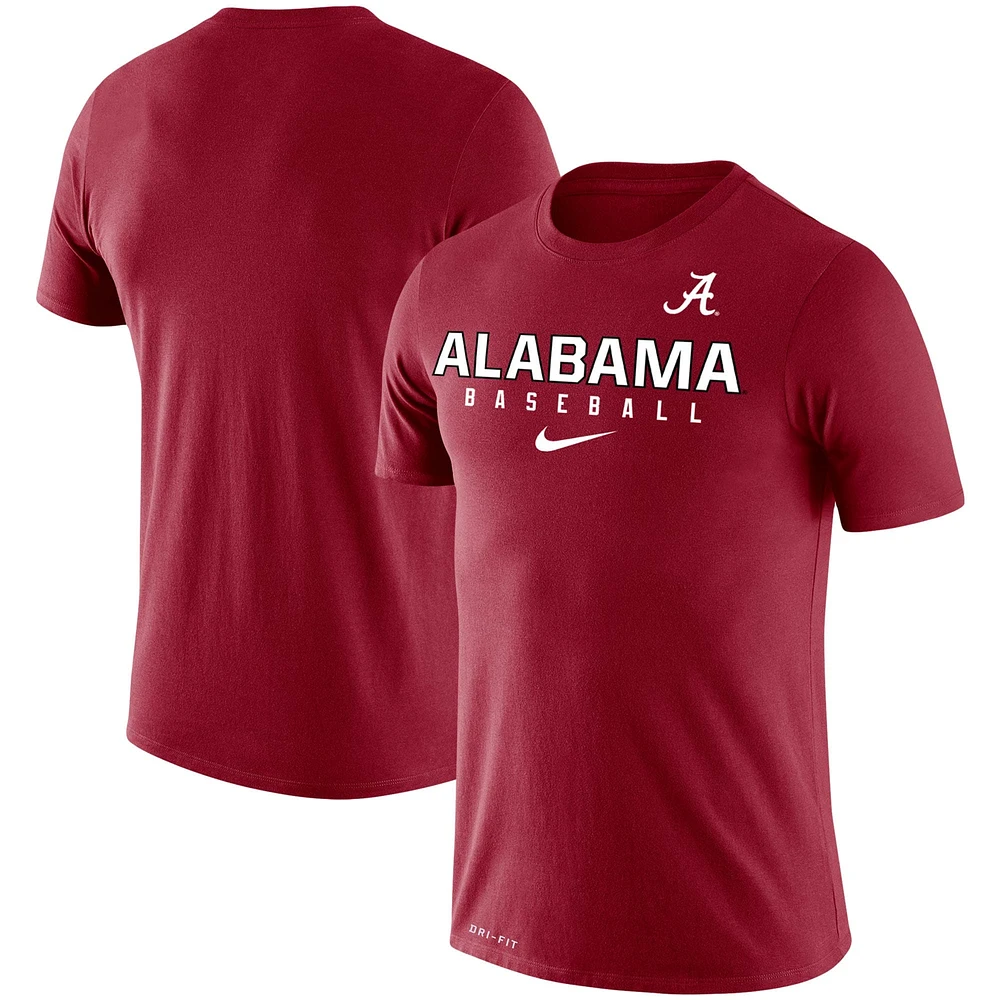 T-shirt de performance coupe slim Nike Crimson Alabama Tide Baseball Legend pour homme