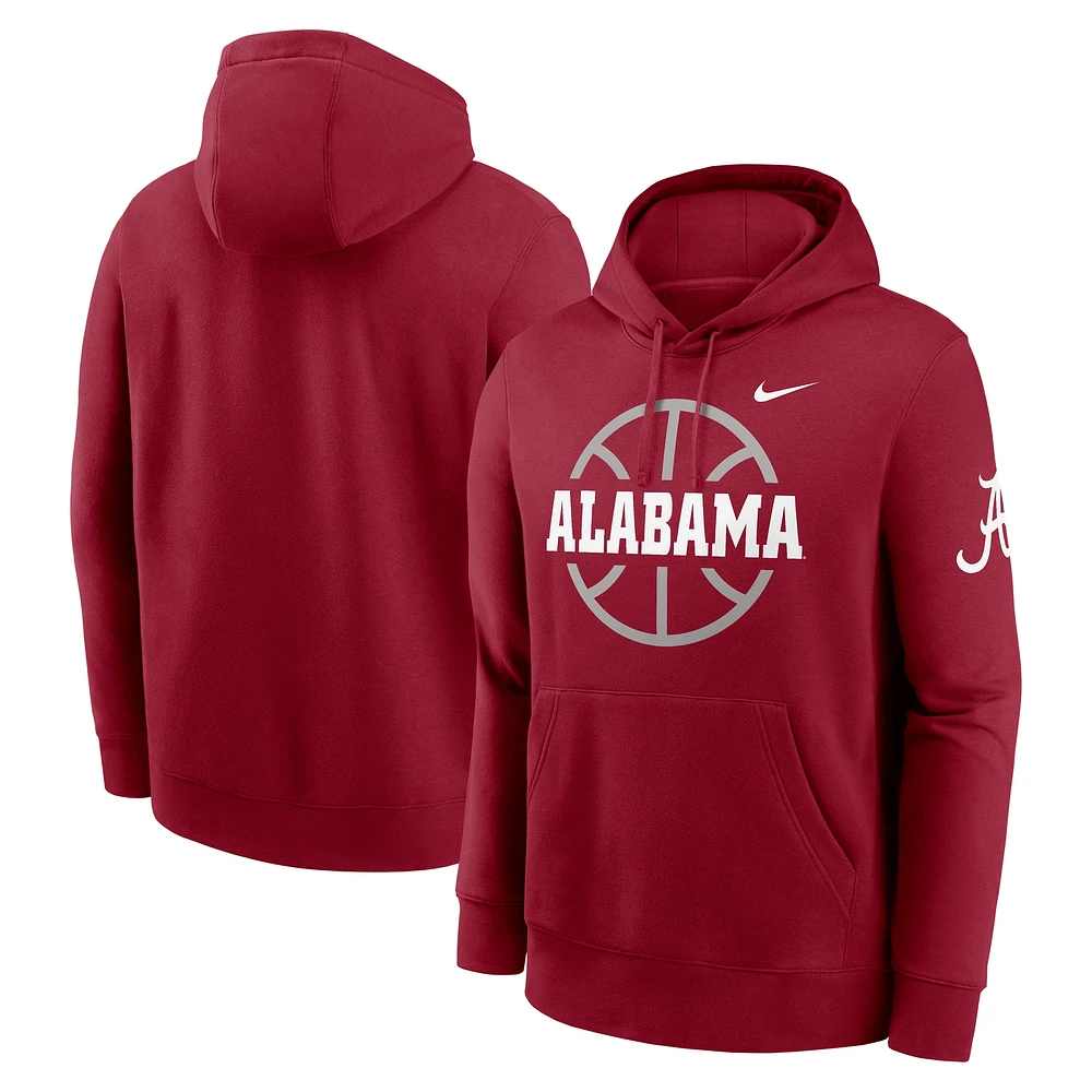 Sweat à capuche en polaire Nike Crimson Alabama Tide Basketball Icon Club pour homme