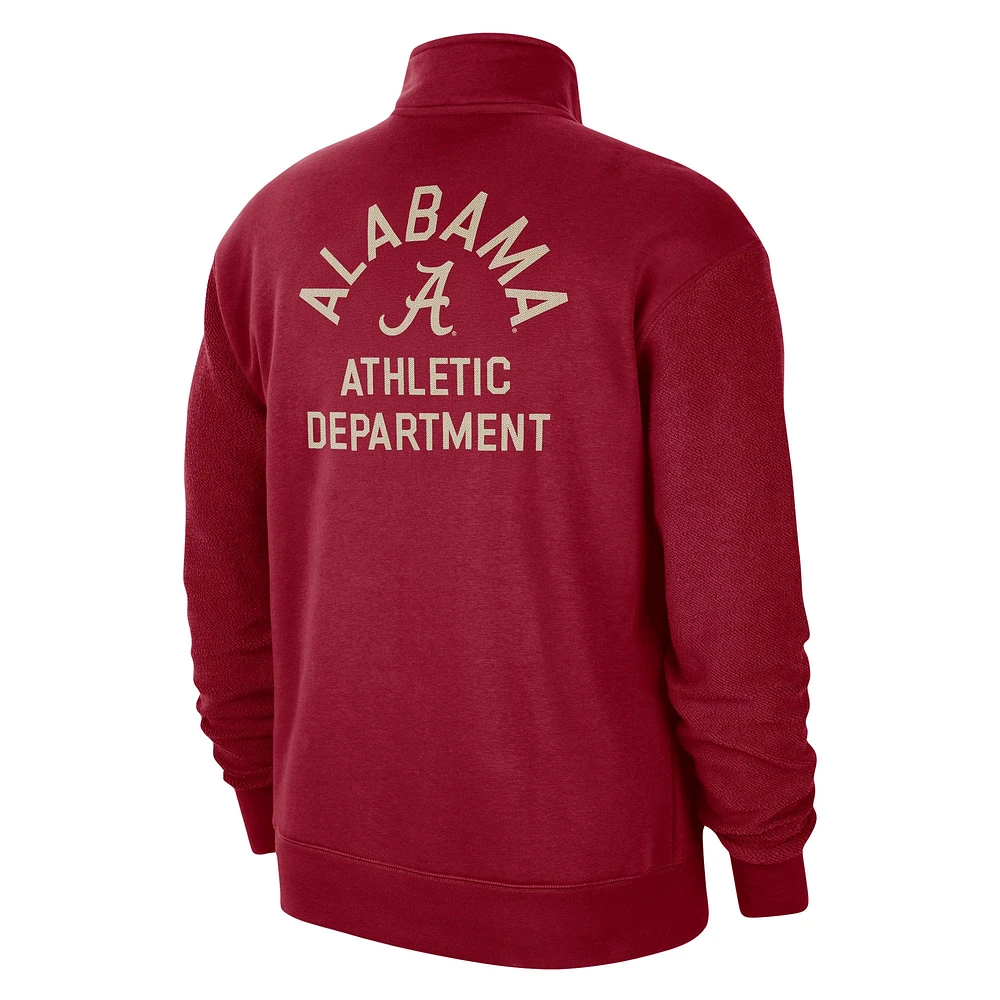 Sweat-shirt à quart de zip Nike Crimson Alabama Tide Campus Athletic Department pour homme
