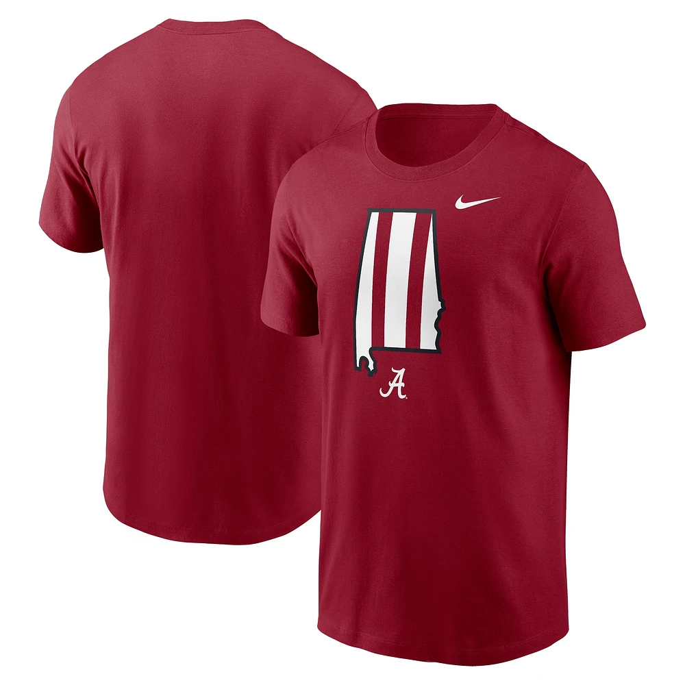 T-shirt Nike Crimson Alabama Tide Campus State Shape pour homme