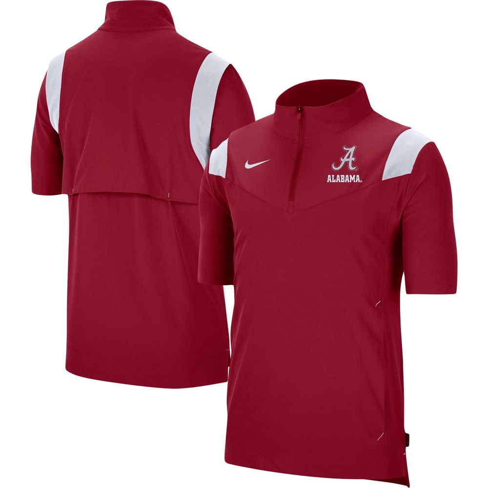 Men's Nike Crimson Alabama Tide Coach Short Sleeve Quarter-Zip Jacket