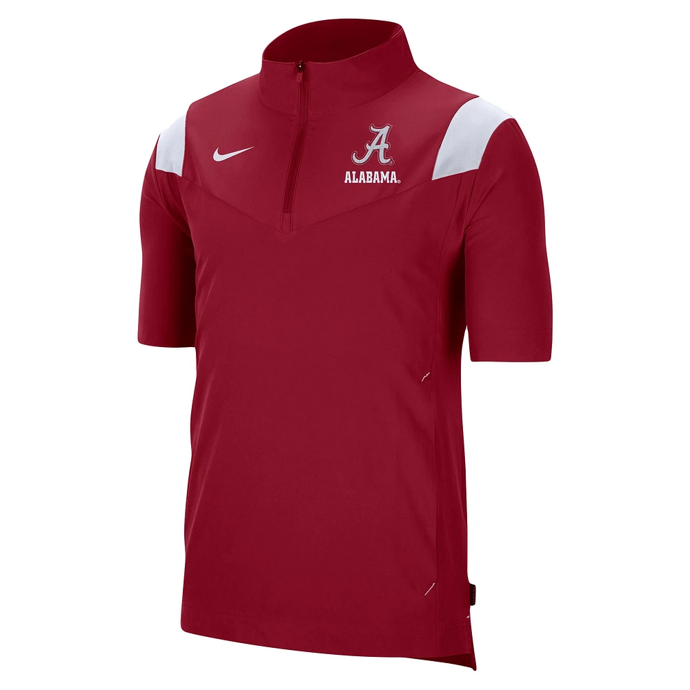 Men's Nike Crimson Alabama Tide Coach Short Sleeve Quarter-Zip Jacket