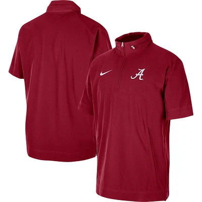 Nike Crimson Alabama Tide Coaches Veste à manches courtes et demi-zip pour Homme