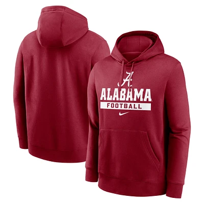 Men's Nike Crimson Alabama Tide Football Stack Club Fleece Pullover Hoodie