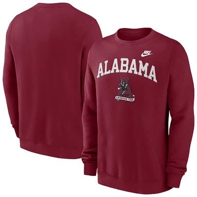 Men's Nike Crimson Alabama Tide Legacy Classic Tackle Twill Embroidered Arch Over Logo Pullover Sweatshirt