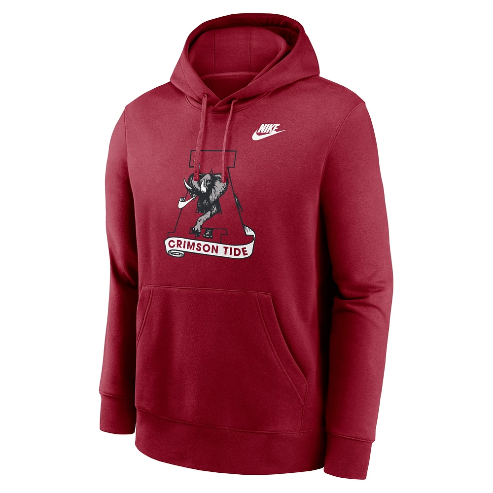 Men's Nike Crimson Alabama Tide Legacy Logo Club Fleece Pullover Hoodie