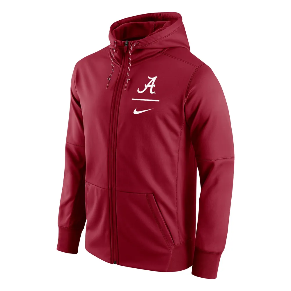 Nike Crimson Alabama Tide Logo Stack Performance Sweat à capuche entièrement zippé pour homme
