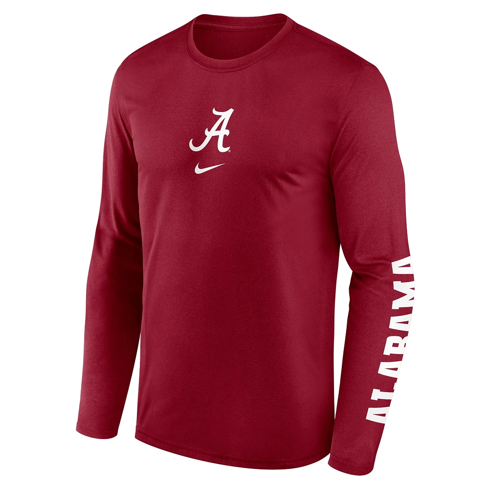 T-shirt à manches longues Nike Crimson Alabama Tide Primetime Center Lockup pour homme