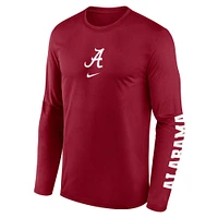 T-shirt Nike Crimson Alabama Tide Primetime Center Lockup pour homme, manches longues, légende de la performance