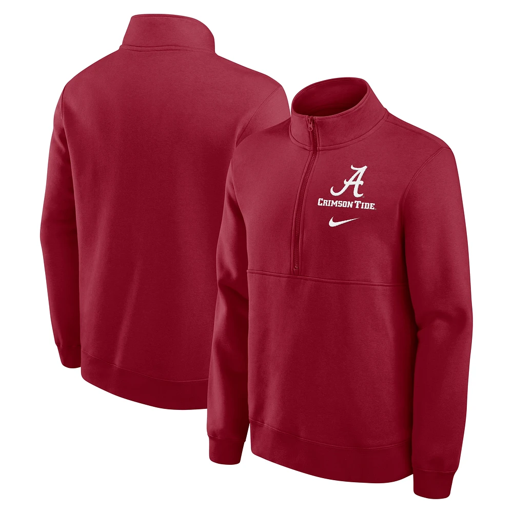 Sweat-shirt à demi-zip Nike Crimson Alabama Tide Primetime Club pour homme