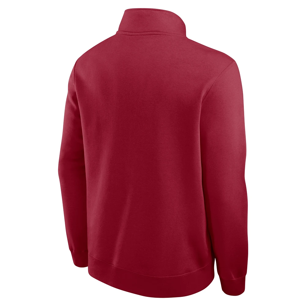 Sweat-shirt à demi-zip Nike Crimson Alabama Tide Primetime Club pour homme