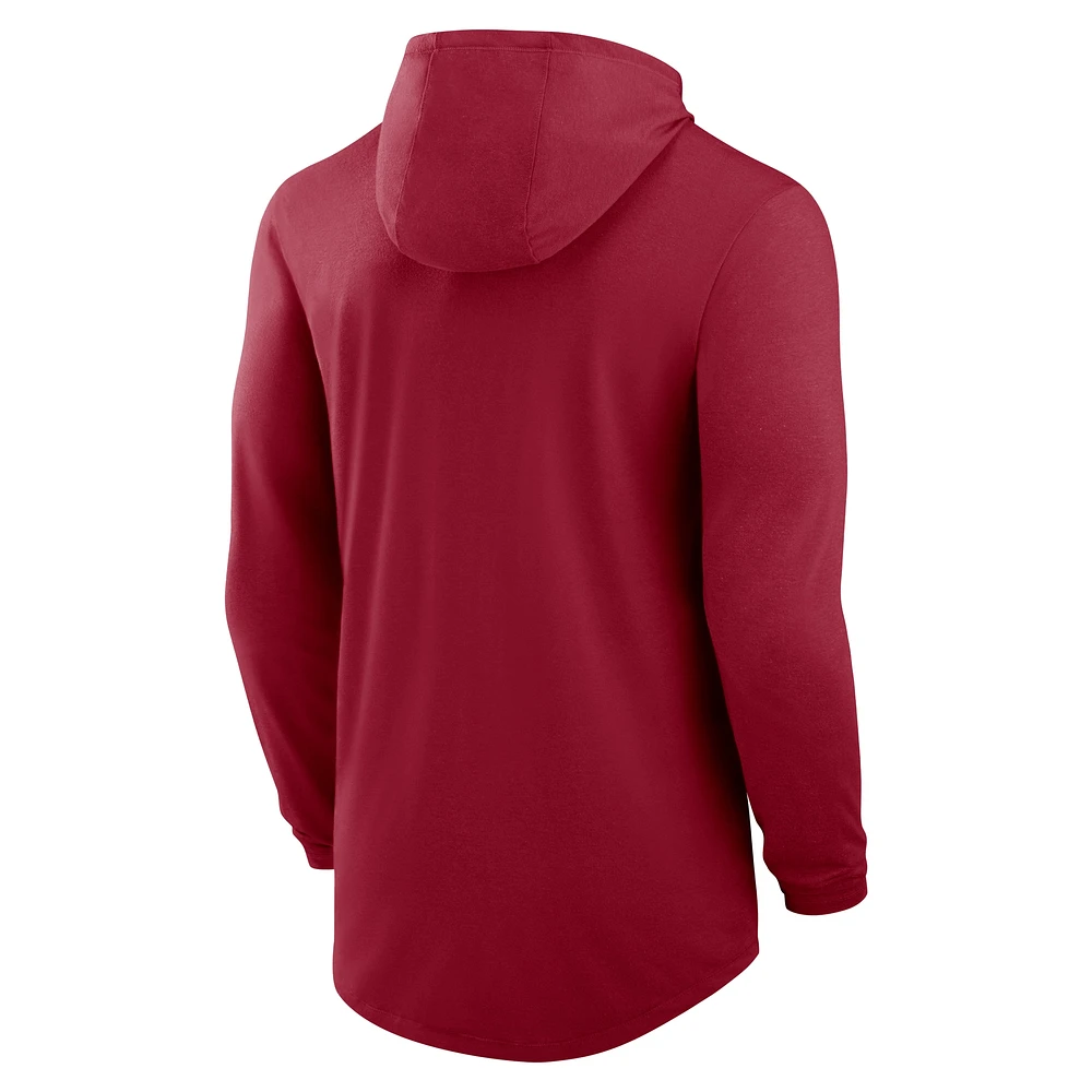 Men's Nike Crimson Alabama Tide Primetime Tri-Blend Performance Long Sleeve Hoodie T-Shirt