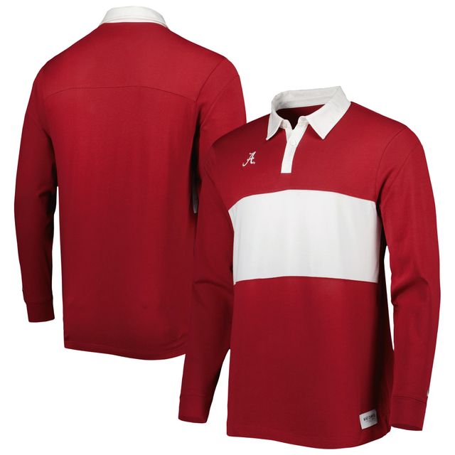 Polo à manches longues rayé Nike Crimson Alabama Tide pour homme