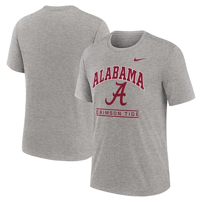 T-shirt Nike Heather Grey Alabama Crimson Tide pour homme avec logo Arch Over Tri-Blend