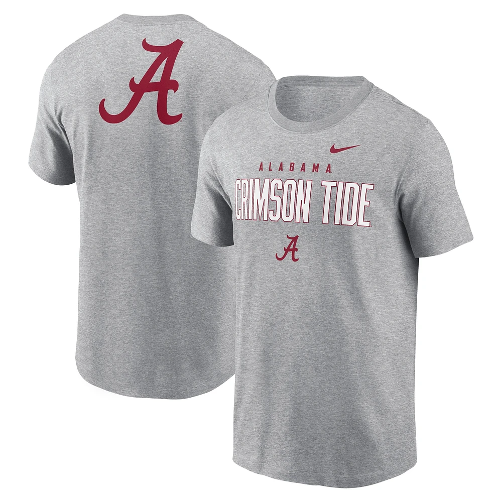 T-shirt Nike Heather Grey Alabama Crimson Tide Campus 2-Hit Primary Mascot pour homme