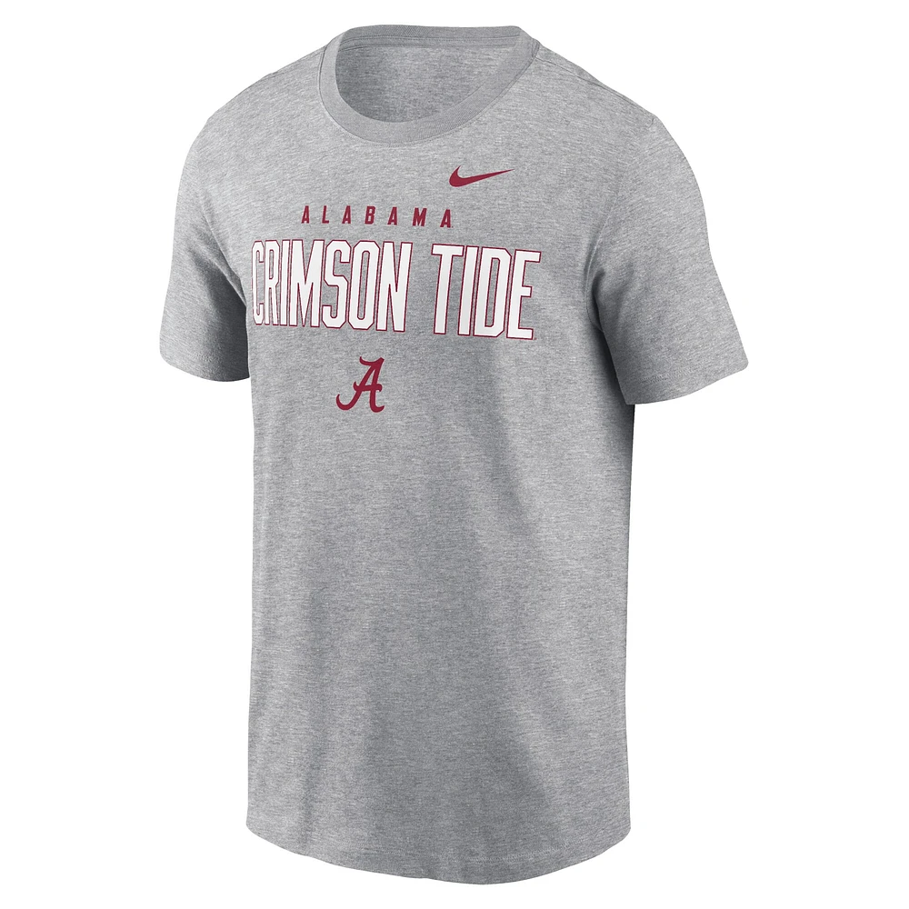 Men's Nike Heather Gray Alabama Crimson Tide Campus 2-Hit Primary Mascot T-Shirt