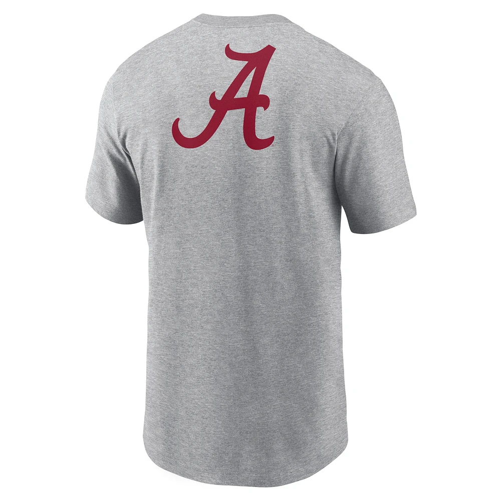 T-shirt Nike Heather Grey Alabama Crimson Tide Campus 2-Hit Primary Mascot pour homme