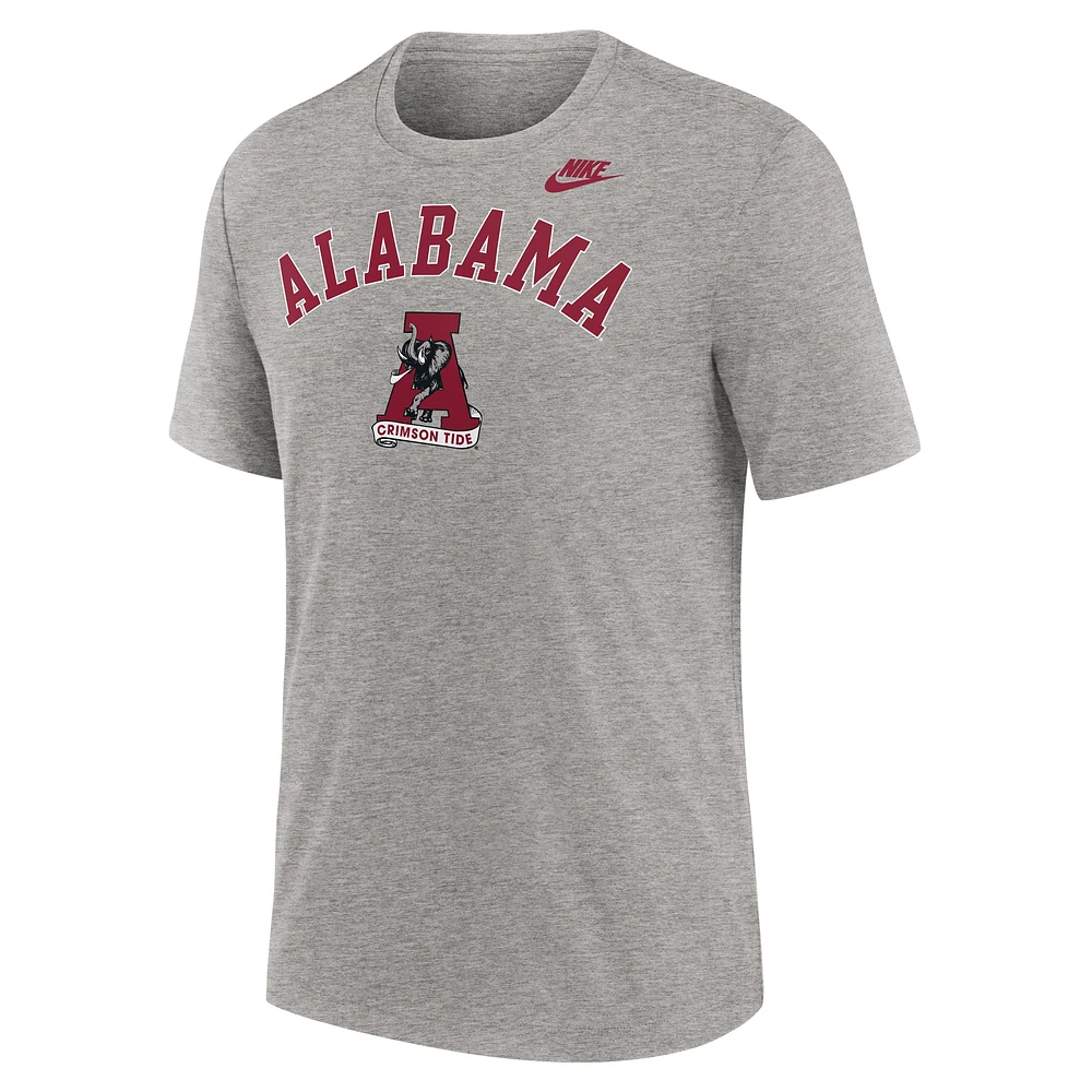 Men's Nike Heather Gray Alabama Crimson Tide Legacy Arch Tri-Blend T-Shirt