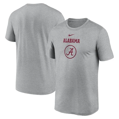 T-shirt de performance d'entraînement basket-ball Nike Heather Grey Alabama Crimson Tide pour homme