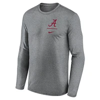 Men's Nike Heather Gray Alabama Crimson Tide Primary Stack Legend Long Sleeve T-Shirt