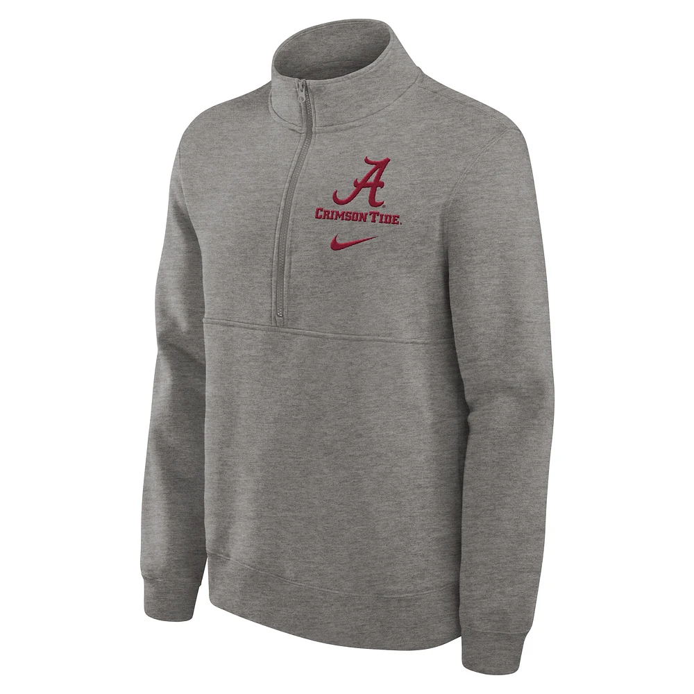Men's Nike Heather Gray Alabama Crimson Tide Primetime Club Half-Zip Pullover