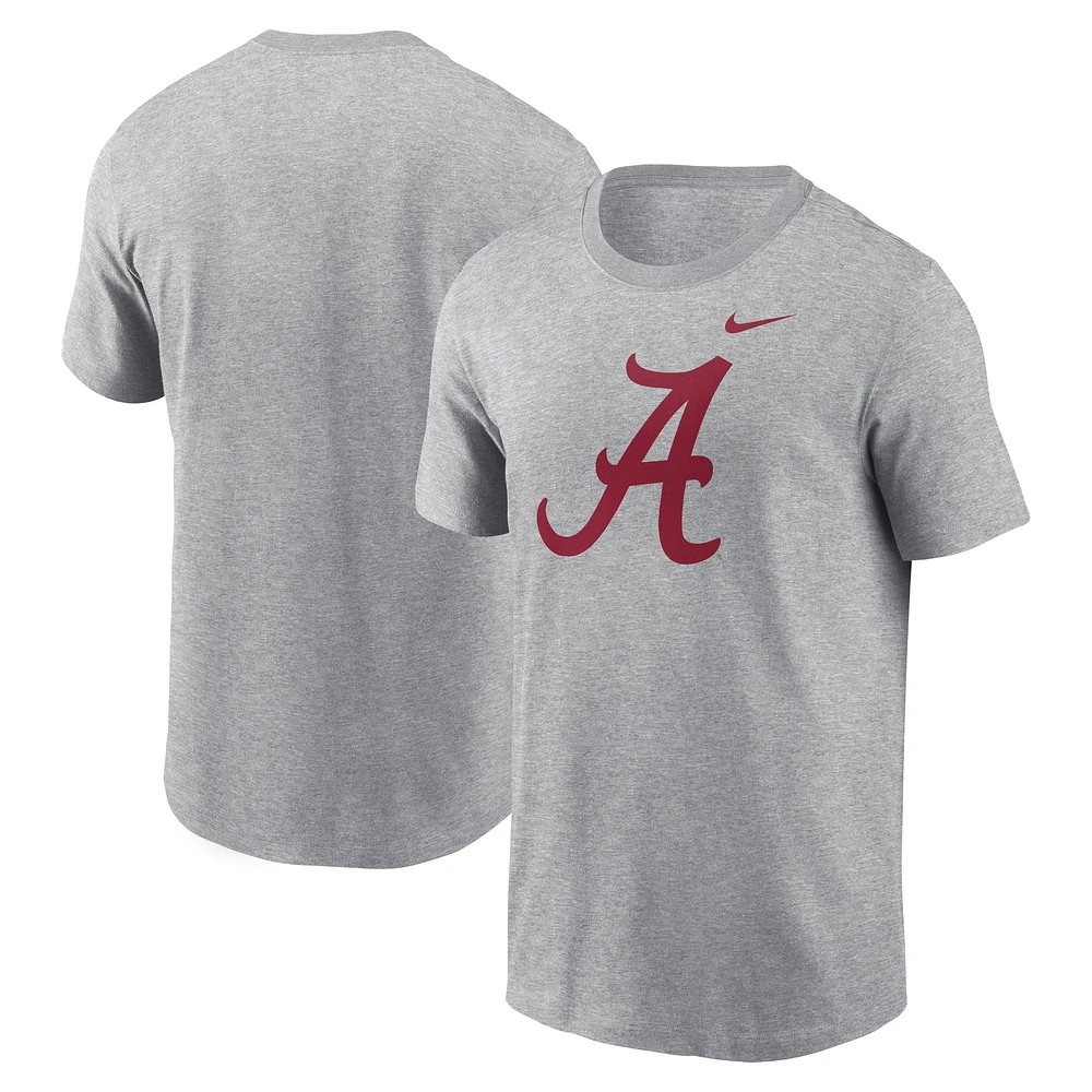 T-shirt Nike gris chiné pour homme avec logo Evergreen Alabama Crimson Tide Primetime