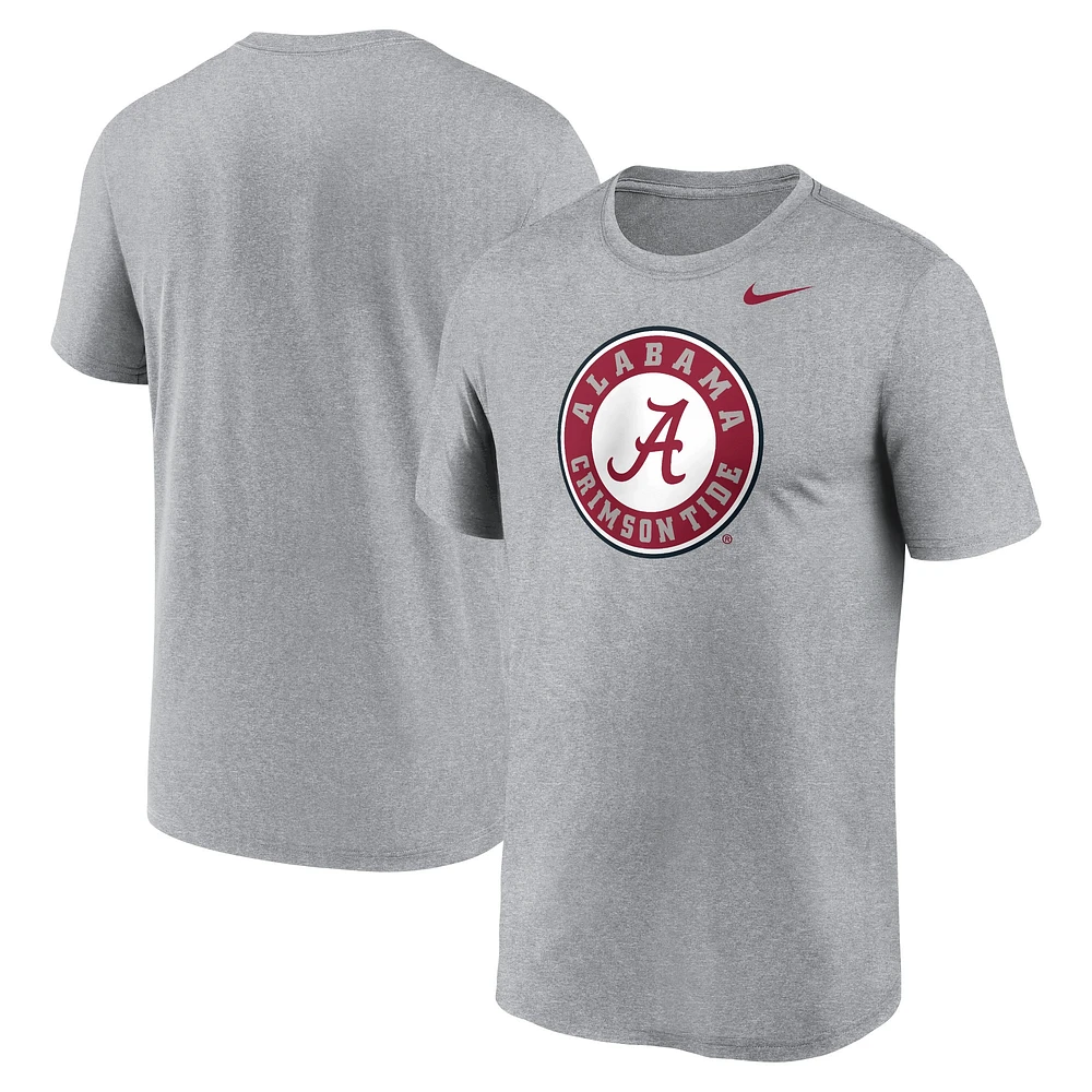 T-shirt Nike avec logo alternatif pour homme, gris chiné, Alabama Crimson Tide Primetime Legend