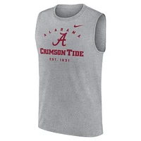 Débardeur Nike Alabama Crimson Tide Primetime Legend Lock Up Performance Muscle pour homme, gris chiné