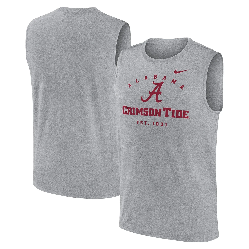 Débardeur Nike gris chiné Alabama Crimson Tide Primetime Legend Mascot Lock Up Performance Muscle pour homme