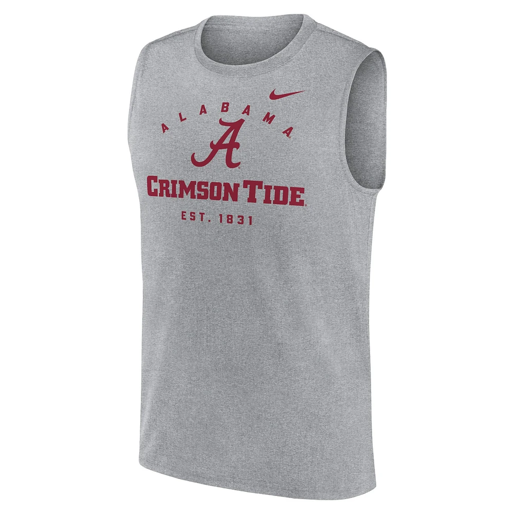 Débardeur Nike gris chiné Alabama Crimson Tide Primetime Legend Mascot Lock Up Performance Muscle pour homme