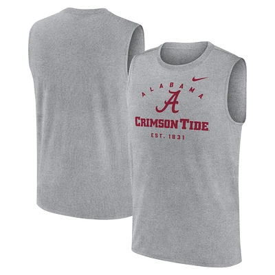 Débardeur Nike gris chiné Alabama Crimson Tide Primetime Legend Mascot Lock Up Performance Muscle pour homme