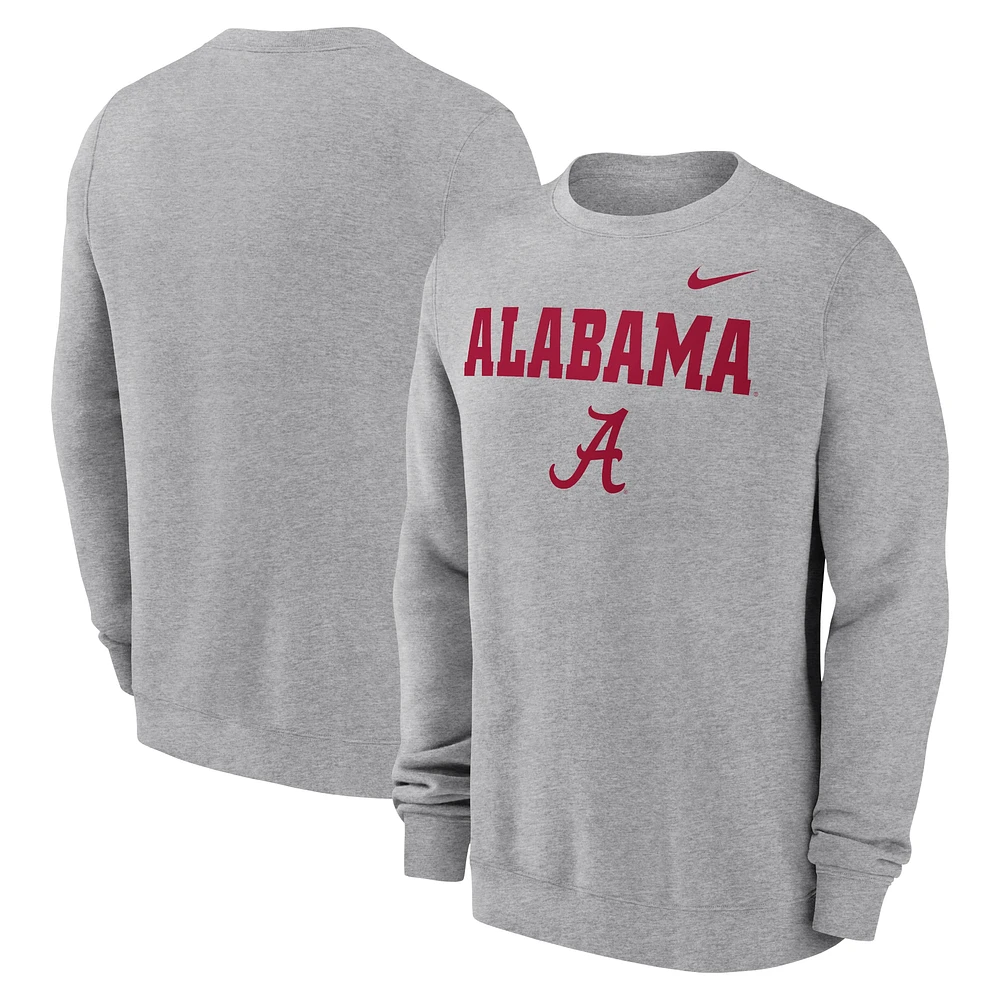 Men's Nike Heather Gray Alabama Crimson Tide Primetime Primary Stack Pullover Sweatshirt